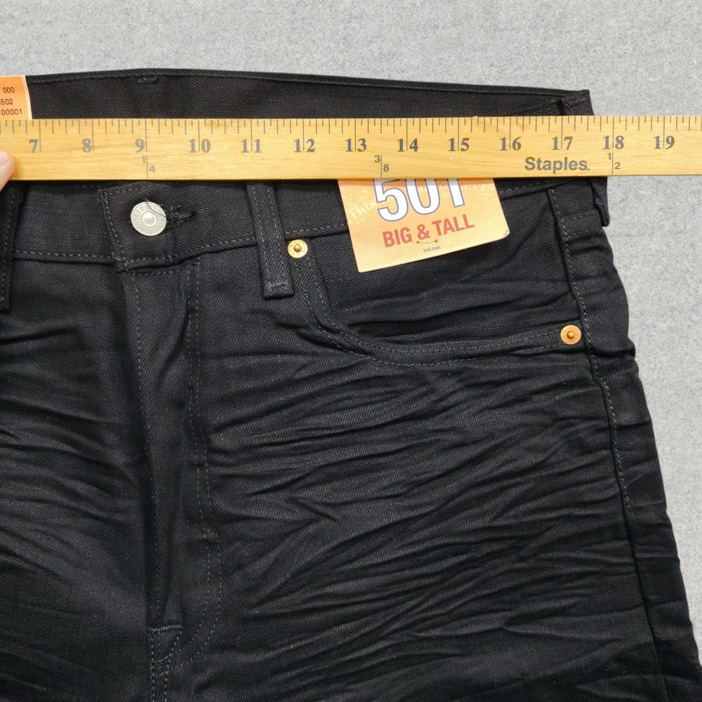 Levi's 501 Jeans Mens 34x38 Black Denim Big & Tall Straight Leg Button Fly NWT - Picture 13 of 16